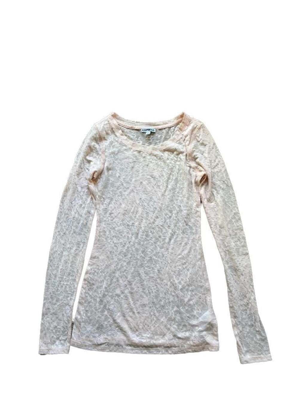Express Pink Lace Pattern Sheer Long Sleeve Top
Small hole in picture 4
